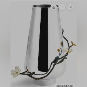 Michale Aram Silver Vase with Floral Branch Accent Dogwood vase